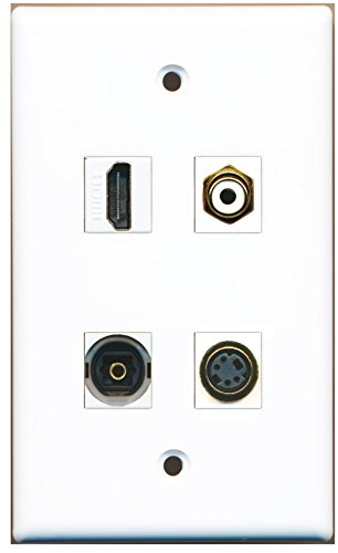 RiteAV - 1 Port HDMI 1 Port RCA White 1 Port S-Video 1 Port Toslink Wall Plate