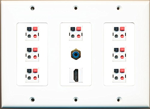 RiteAV Hdmi RCA Blue 7.1 Speaker Jack Home Theater Wall Plate White