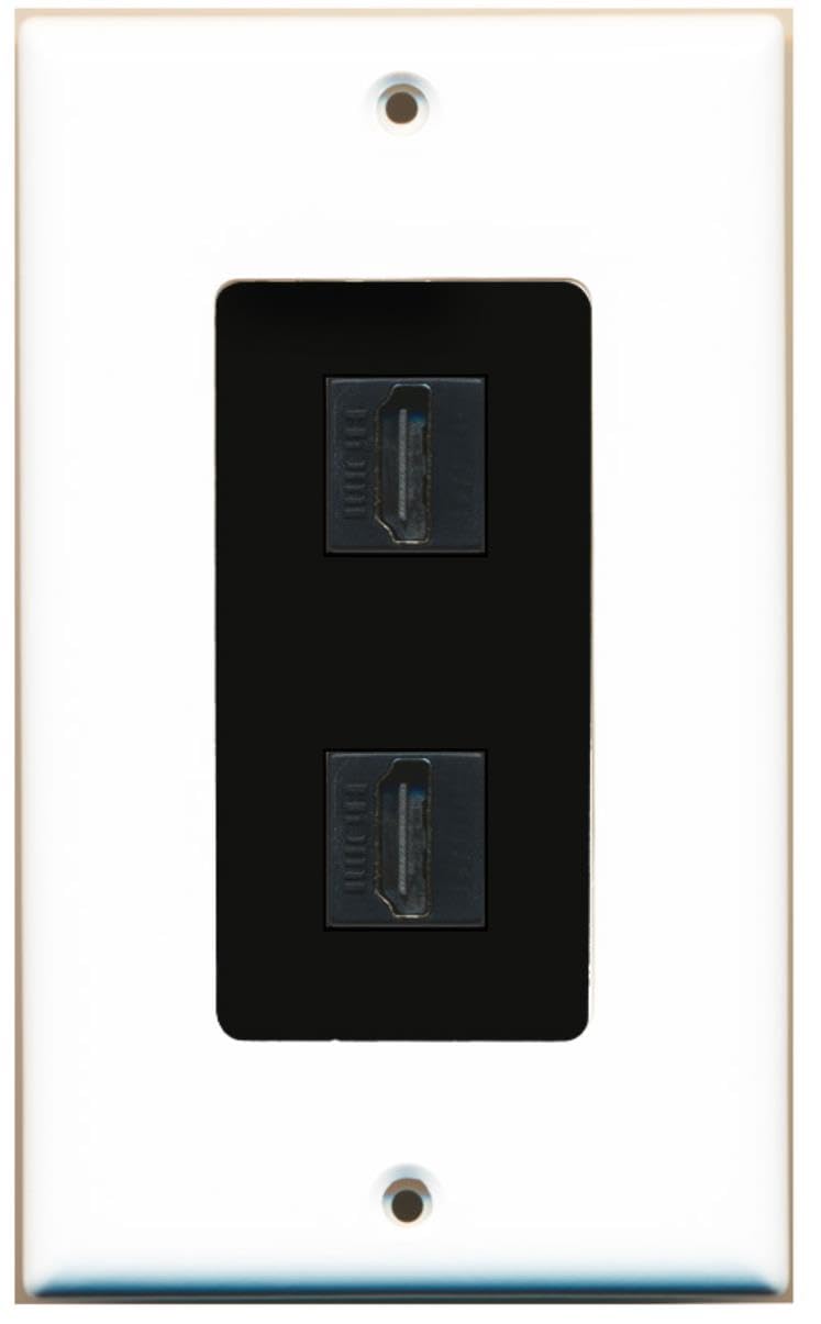 RiteAV Custom HDMI Wall Plate 2 Port - 1 Gang [White/Black]