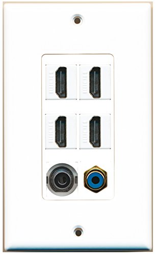 RiteAV 4 Port HDMI 1 RCA Blue 1 3.5mm Wall Plate OVERSIZED