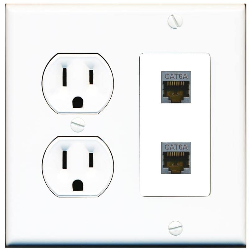 RiteAV 2 Port Cat6A Wall Plate - Round Outlet [White/White]