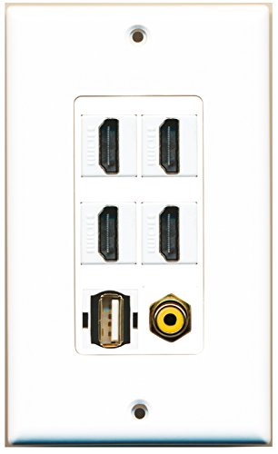 RiteAV 4 Port HDMI 1 RCA Yellow 1 USB A-A Wall Plate OVERSIZED