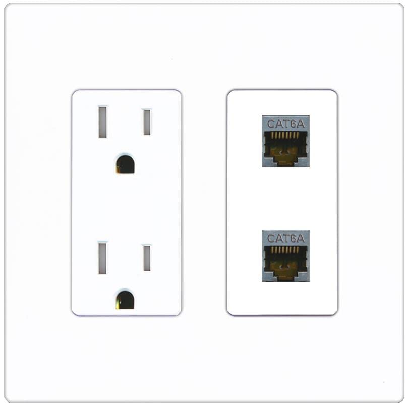 RiteAV 2 Port Cat6A Wall Plate - Tamper-Resistant [Screwless White]