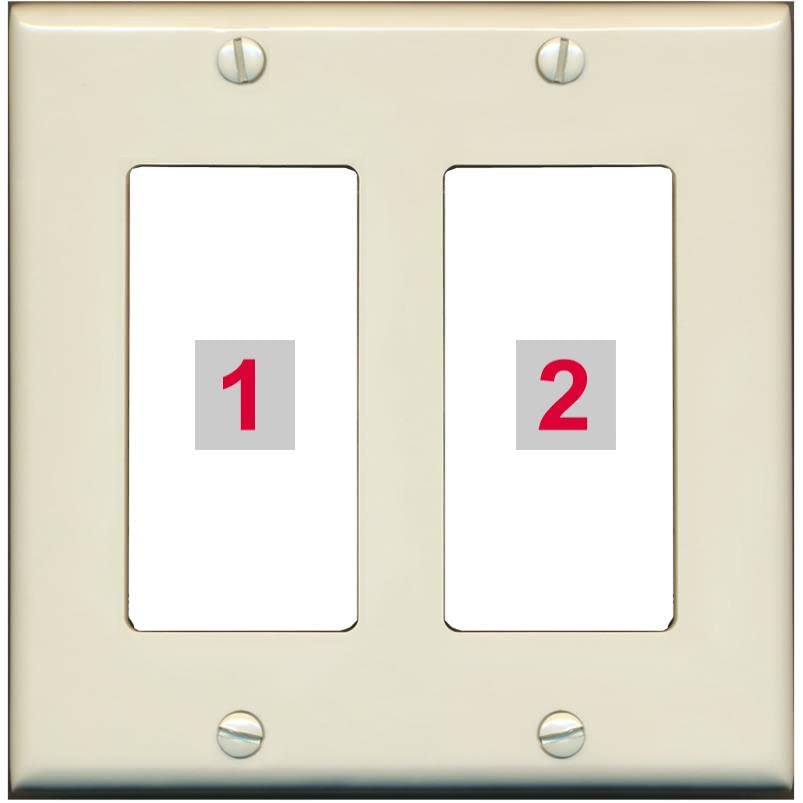 RiteAV Custom Wall Plate 2 Port - 2 Gang [Light-Almond/White]