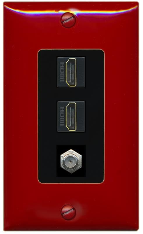 COAX 2 HDMI Wall Plate-1 Gang Red/Black