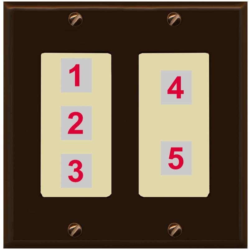 RiteAV Custom Wall Plate 5 Port - 2 Gang [Brown/Ivory]