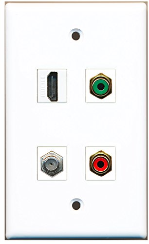 RiteAV - 1 Port HDMI 1 Port RCA Red 1 Port RCA Green 1 Port Coax Cable TV- F-Type Wall Plate