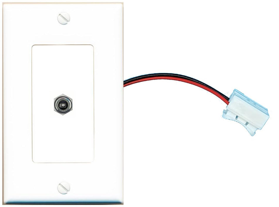 RiteAV DC-POWER Wall Plate with Pigtail Dongle Extension White