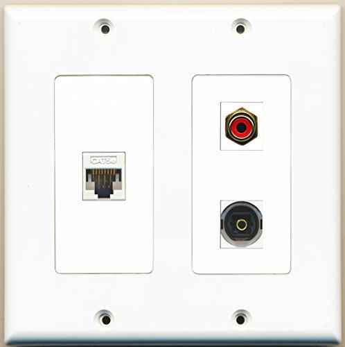 RiteAV - 1 Port RCA Red 1 Port Toslink 1 Port Cat5e Ethernet White - 2 Gang Wall Plate