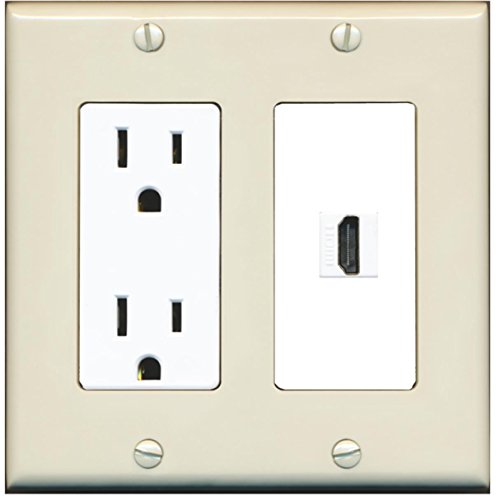 RiteAV HDMI Wall Plate 1 Port - Outlet [Light-Almond/White]
