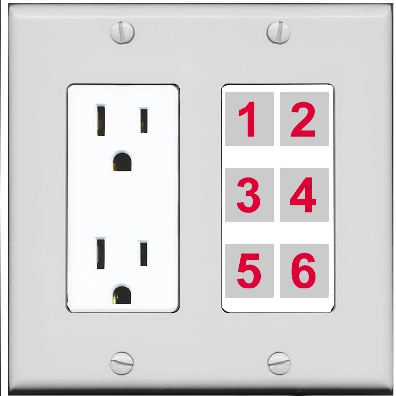 RiteAV 6 Port Custom Wall Plate - Outlet [Gray/White]