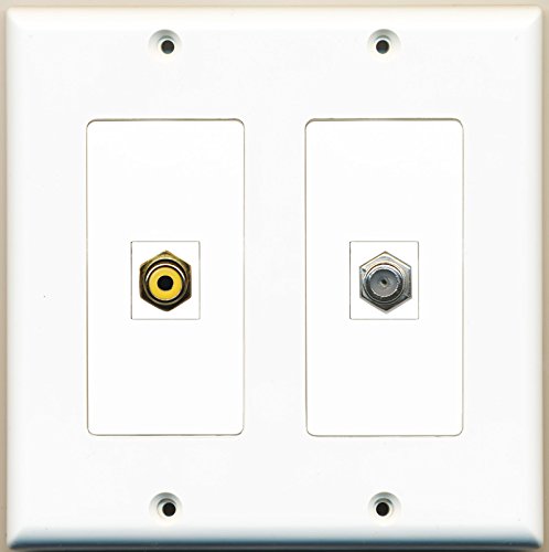 RiteAV - 1 Port RCA Yellow 1 Port Coax Cable TV- F-Type - Dual Gang Wall Plate
