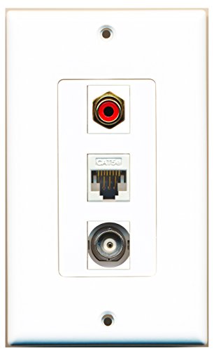 RiteAV 1 Port RCA Red 1 Port BNC 1 Port Cat5e Ethernet White Wall Plate OVERSIZED