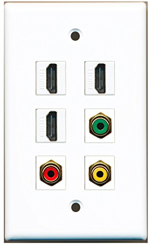RiteAV - 3 HDMI 1 Port RCA Red 1 Port RCA Yellow 1 Port RCA Green Wall Plate