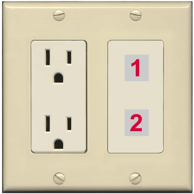 RiteAV Custom Wall Plate 2 Port - Outlet [Ivory/Light-Almond]