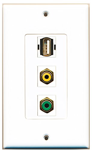 RiteAV 1 Port RCA Yellow 1 Port RCA Green 1 Port USB A-A Wall Plate OVERSIZED