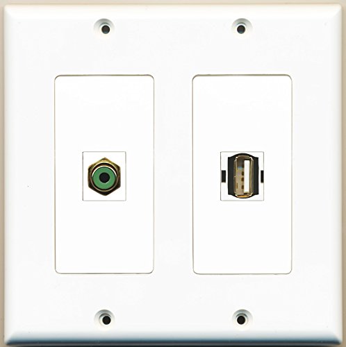 RiteAV - 1 Port RCA Green 1 Port USB A-A - Dual Gang Wall Plate