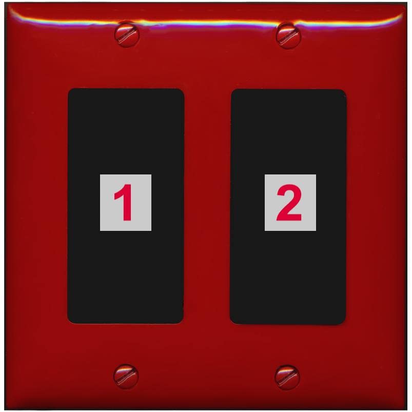 RiteAV Custom Wall Plate 2 Port - 2 Gang [Red/Black]