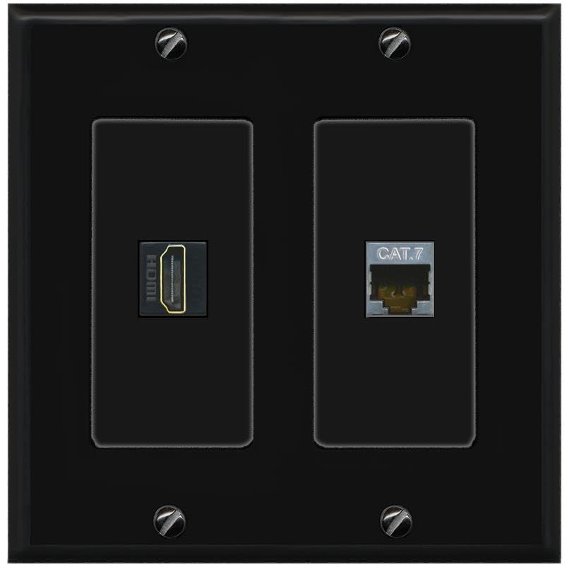 RiteAV HDMI and Cat7 Wall Plate - 2 Gang [Black/Black]