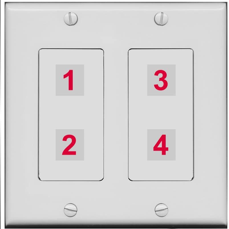 RiteAV Custom 4 Port Custom Wall Plate - 2 Gang [Gray/Gray]