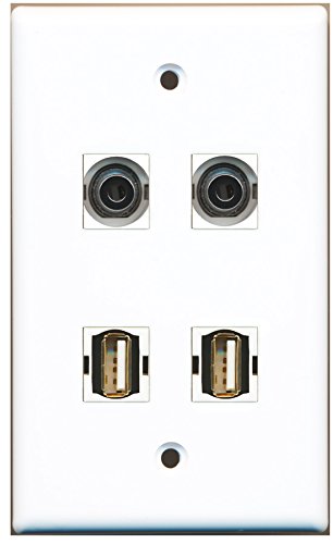 RiteAV - 2 Port USB A-A 2 Port 3.5mm Wall Plate