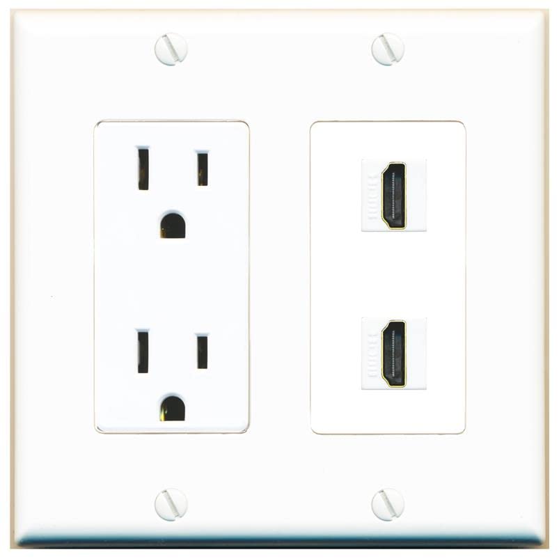 RiteAV HDMI Wall Plate 2 Port - Outlet [White/White]