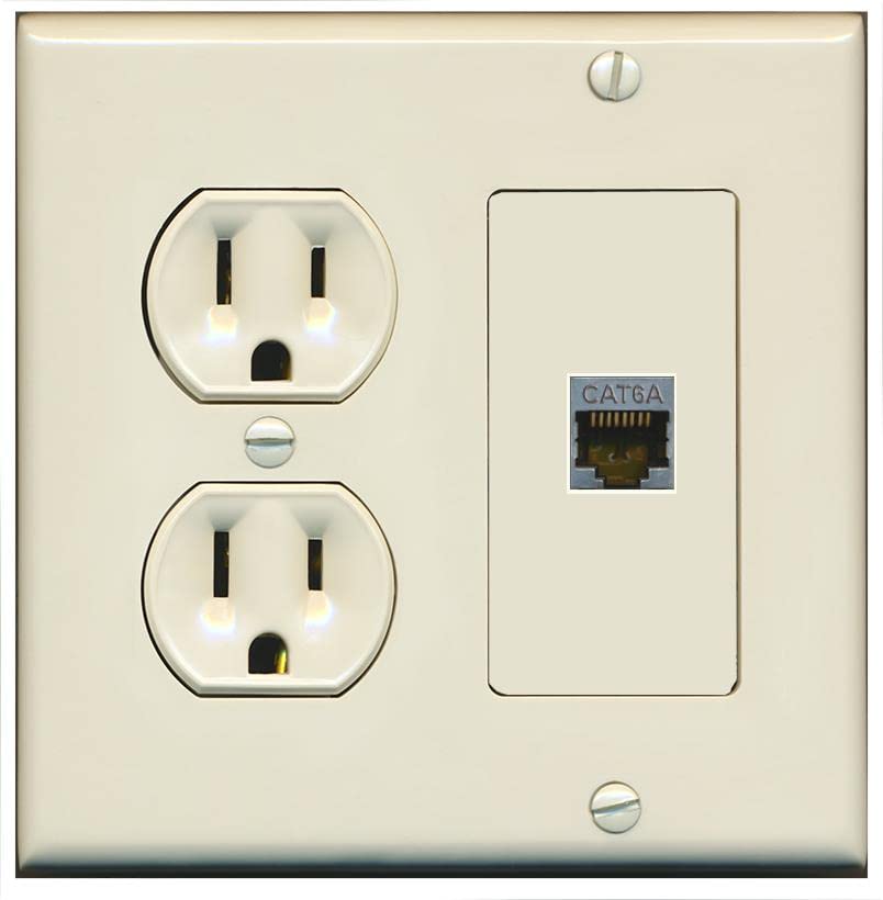RiteAV 1 Port Cat6A Wall Plate - Round Outlet [Light-Almond]