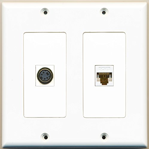 RiteAV - 1 Port S-Video 1 Port Cat6 Ethernet White - Dual Gang Wall Plate