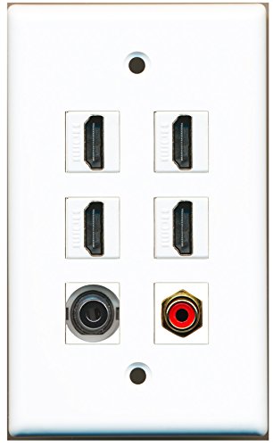 RiteAV - 4 HDMI 1 Port RCA Red 1 Port 3.5mm Wall Plate