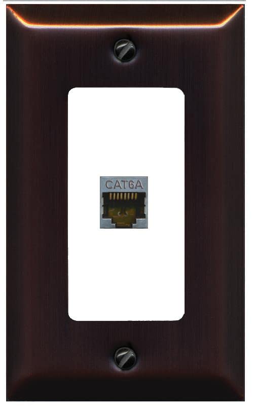 RiteAV 1 Port Cat6A Wall Plate - 1 Gang [Bronze/White]