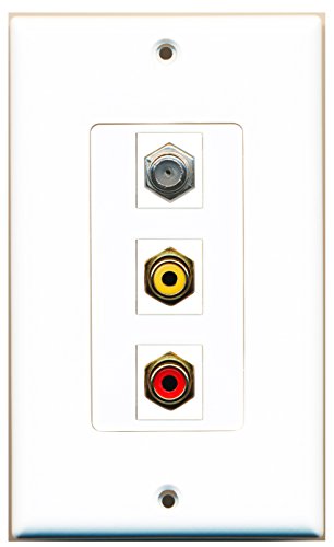 RiteAV 1 Port RCA Red 1 Port RCA Yellow 1 Port Coax Cable TV- F-Type Wall Plate OVERSIZED