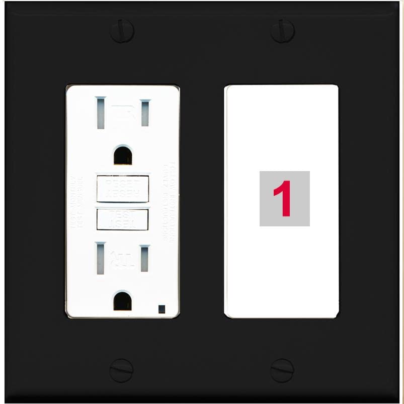 RiteAV Custom Wall Plate 1 Port - GFCI [Black/White]