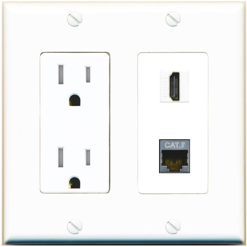 RiteAV HDMI and Cat7 Wall Plate - Tamper-Resistant [White/White]