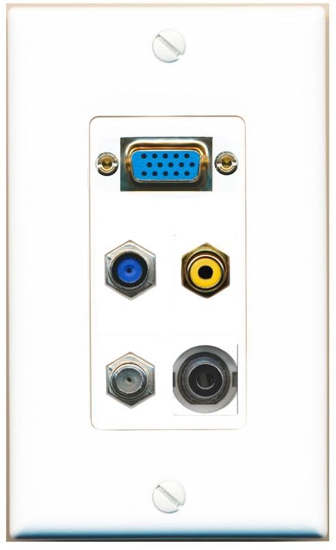 RiteAV SVGA + 3.5mm COAX F81 RCA-YELLOW Wall Plate [White]