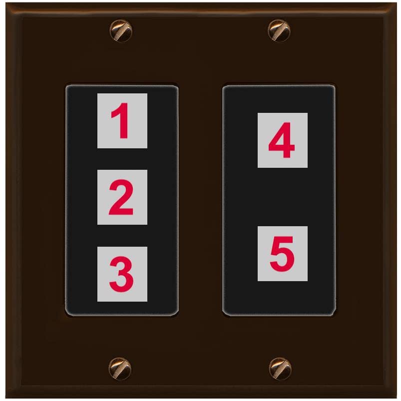 RiteAV Custom Wall Plate 5 Port - 2 Gang [Brown/Black]