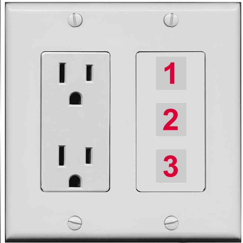 RiteAV Custom Wall Plate 3 Port - Outlet [Gray/Gray]