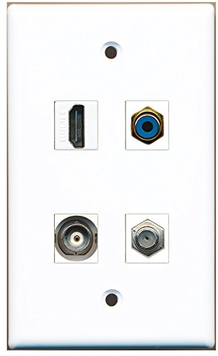 RiteAV - 1 Port HDMI 1 Port RCA Blue 1 Port Coax Cable TV- F-Type 1 Port BNC Wall Plate