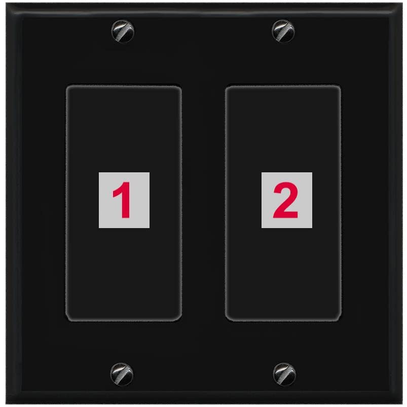 RiteAV Custom Wall Plate 2 Port - 2 Gang [Black/Black]