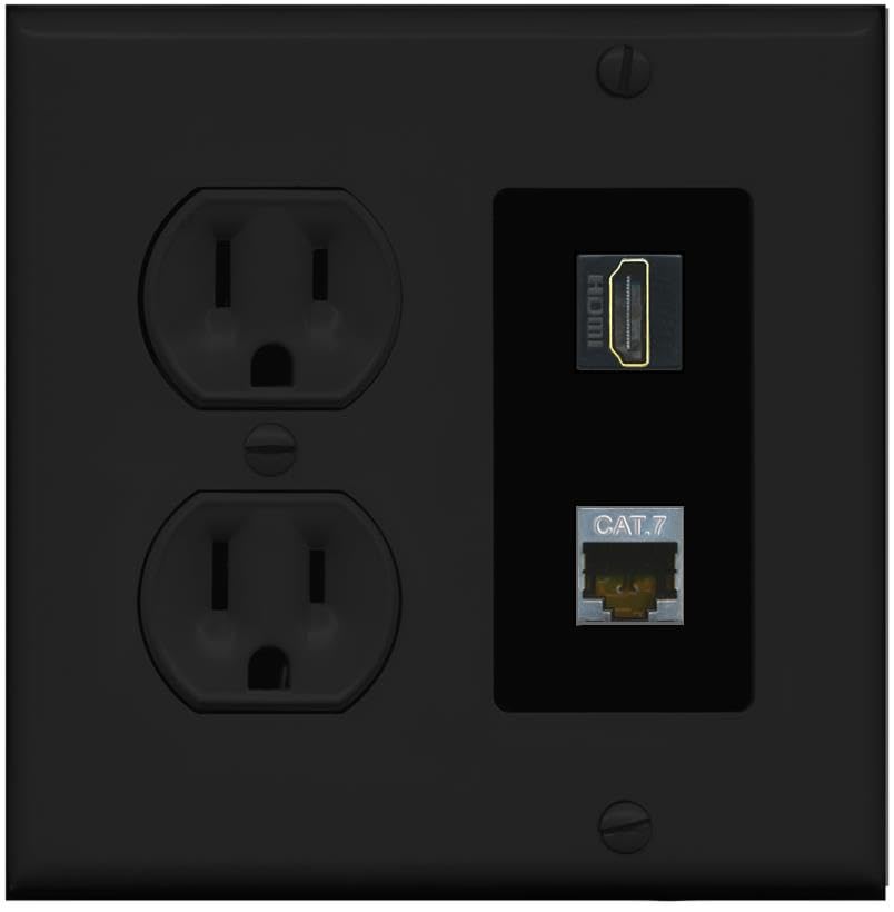 RiteAV HDMI and Cat7 Wall Plate - Round Outlet [Black/Black]