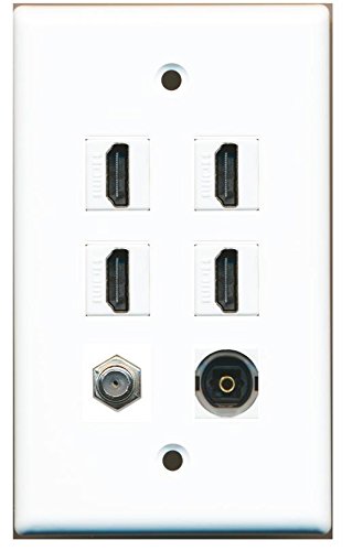 RiteAV - 4 HDMI and 1 - Coax Cable TV and 1 Toslink Port Wall Plate White