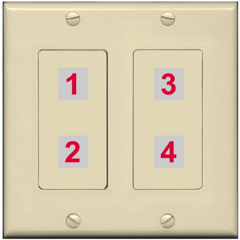 RiteAV Custom 4 Port Custom Wall Plate - 2 Gang [Ivory/Ivory]