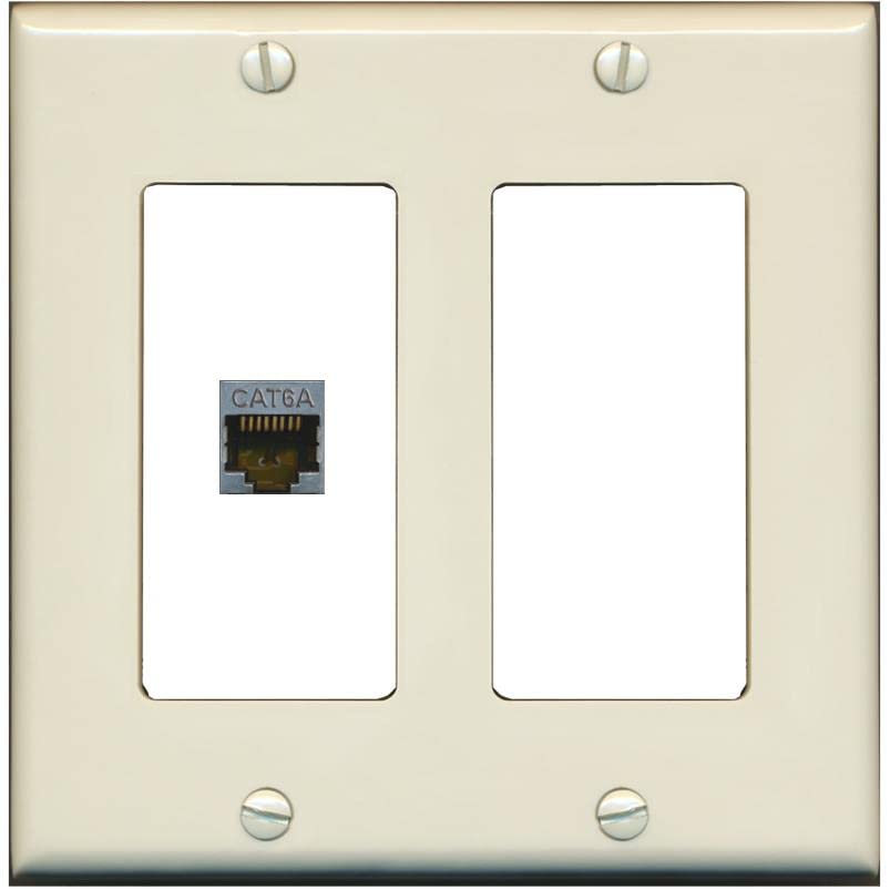 RiteAV 1 Port Cat6A Wall Plate - 2 Gang [Light-Almond/White]