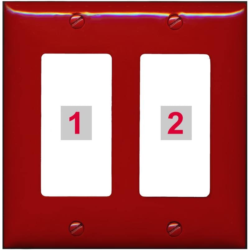 RiteAV Custom Wall Plate 2 Port - 2 Gang [Red/White]