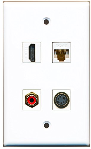 RiteAV - 1 Port HDMI 1 Port RCA Red 1 Port S-Video 1 Port Cat6 Ethernet White Wall Plate
