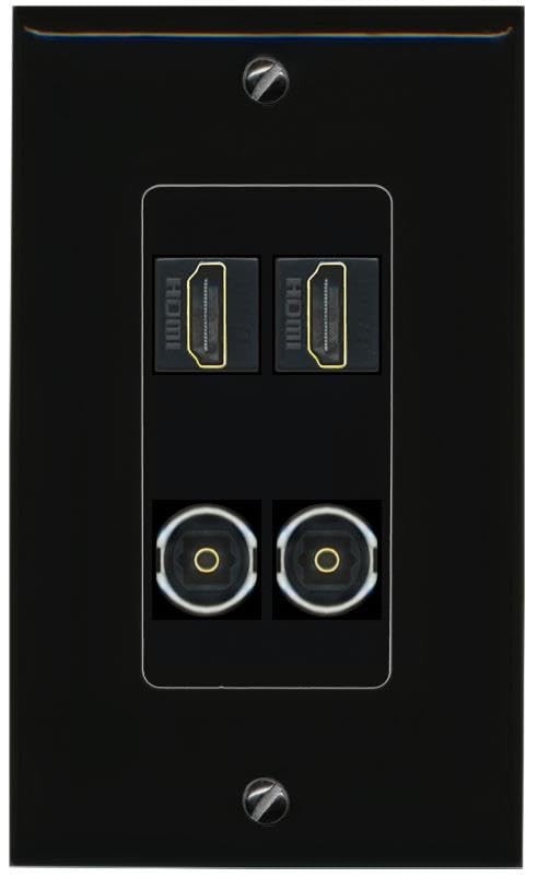 RiteAV 2 HDMI 2 TOSLINK Wall Plate Decorative [Black]