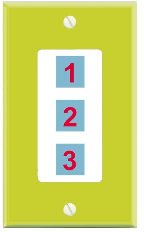 RiteAV Custom Wall Plate 3 port - 1 Gang Decorative [Lime/White]