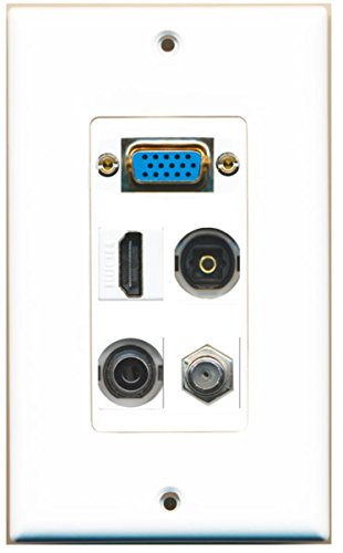 RiteAV (1 Gang Decorative Svga HDMI Coax 3.5mm Toslink Wall Plate White