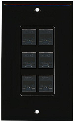 RiteAV (1 Gang Decorative 6 Cat5e Black Wall Plate Black