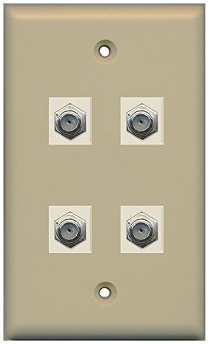 RiteAV (1 Gang Flat 4 Coax Ivory Wall Plate Ivory