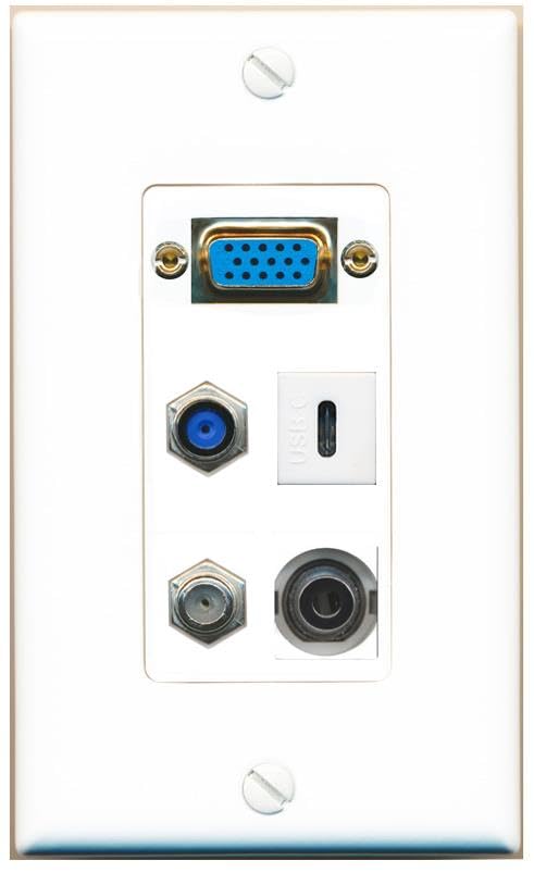 RiteAV SVGA + 3.5mm COAX F81 USBC Wall Plate [White]